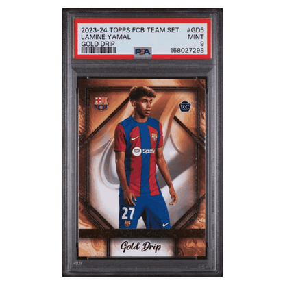Lamine Yamal PSA 9 2023-24 Topps FC Barcelona Team Set Gold Drip Rookie RC Card #GD5