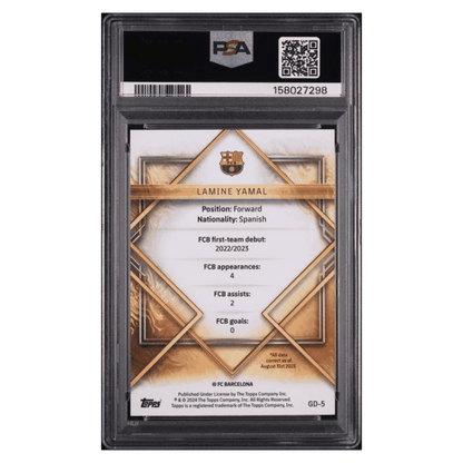 Lamine Yamal PSA 9 2023-24 Topps FC Barcelona Team Set Gold Drip Rookie RC Card #GD5