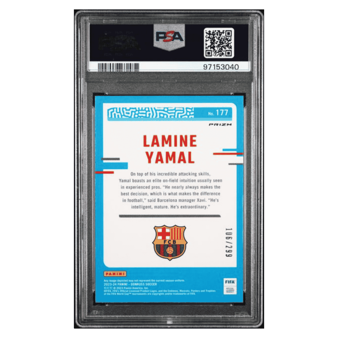 Lamine Yamal PSA 9 2023-24 Donruss FIFA Optic Red Rated Rookie #d/ 299 Card #177