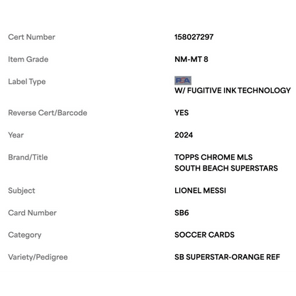 Lionel Messi PSA 8 2024 Topps Chrome MLS South Beach Superstar Orange Refractor #d/ 25 Card #SB6