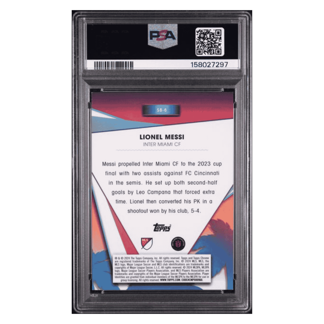 Lionel Messi PSA 8 2024 Topps Chrome MLS South Beach Superstar Orange Refractor #d/ 25 Card #SB6