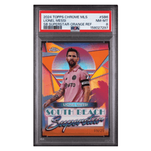 Lionel Messi PSA 8 2024 Topps Chrome MLS South Beach Superstar Orange Refractor #d/ 25 Card #SB6