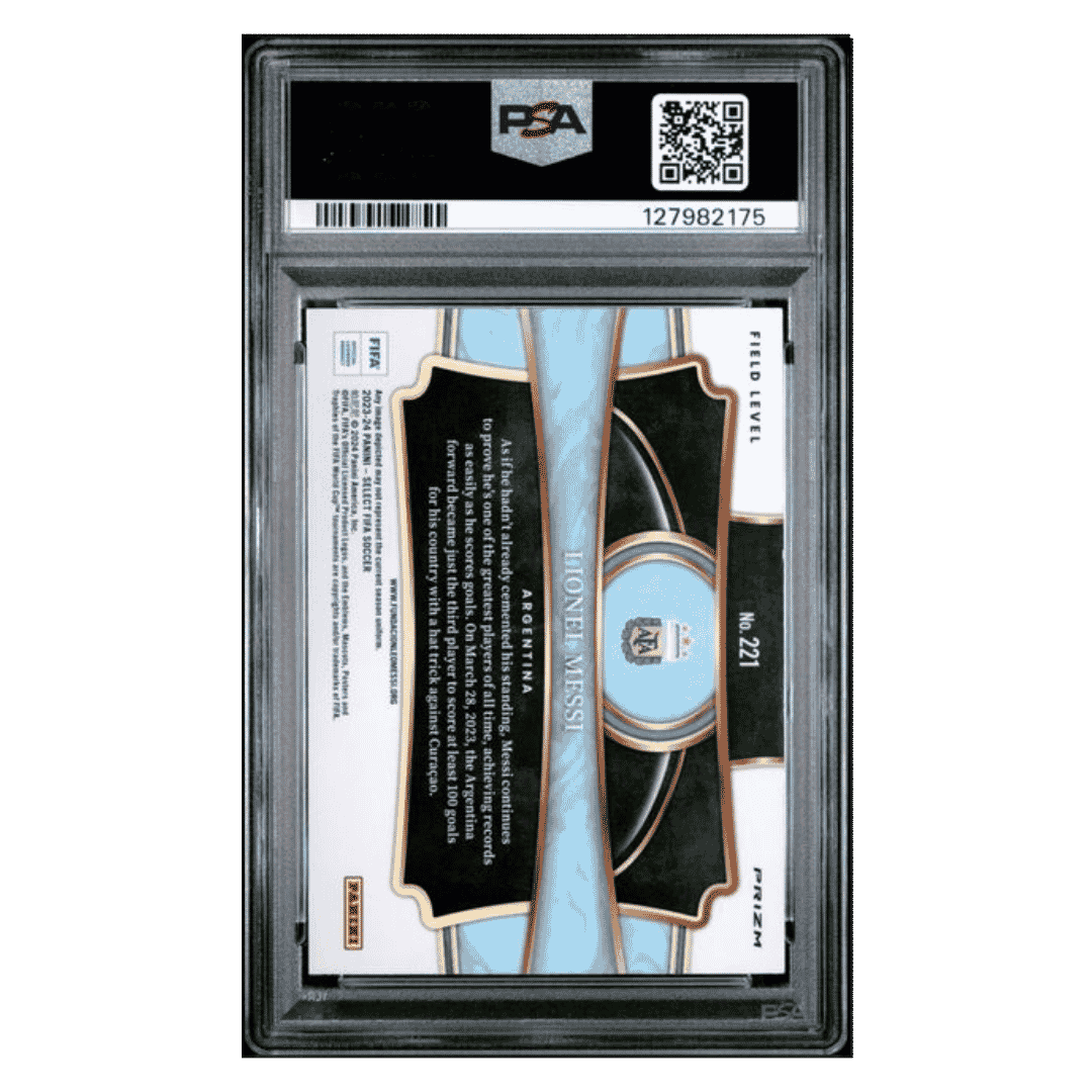 Lionel Messi PSA 9 2023-24 Panini Select FIFA Purple Mojo Card #221