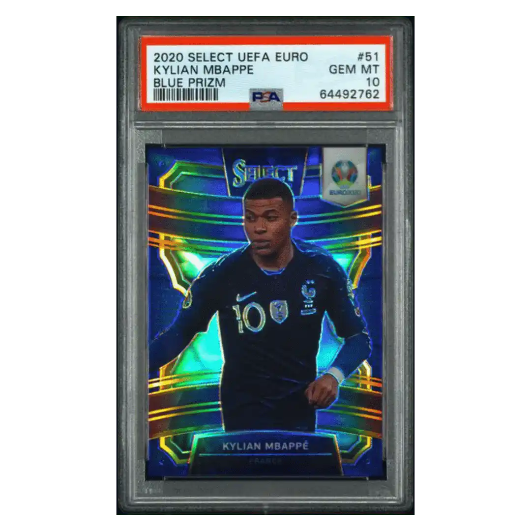 Kylian Mbappe PSA 10 2020 Panini Select UEFA Euro Blue Prizm #d/ 225 Card #51