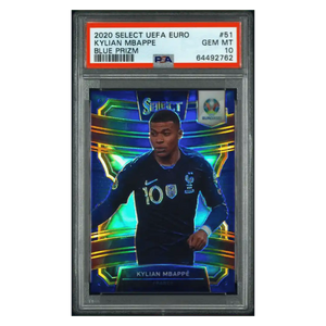 Kylian Mbappe PSA 10 2020 Panini Select UEFA Euro Blue Prizm #d/ 225 Card #51
