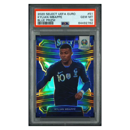 Kylian Mbappe PSA 10 2020 Panini Select UEFA Euro Blue Prizm #d/ 225 Card #51