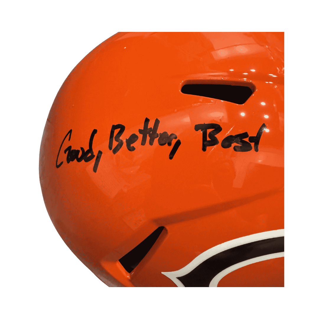 Colston Loveland Chicago Bears Autographed Full Size Alternate Orange Replica Helmet with inscription - JSA COA