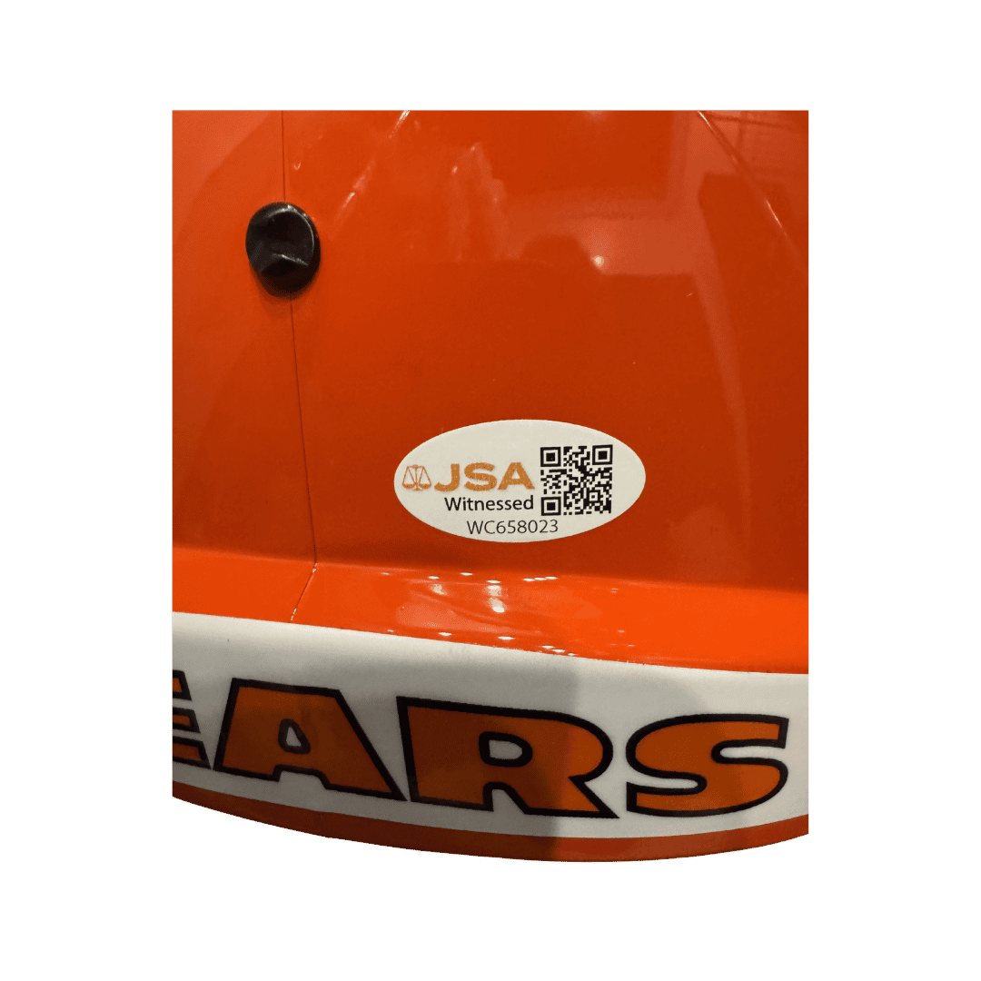 Colston Loveland Chicago Bears Autographed Full Size Alternate Orange Replica Helmet with inscription - JSA COA
