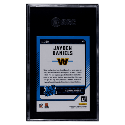 Jayden Daniels SGC 10 2024 Panini Donruss Rated Rookie Card #389