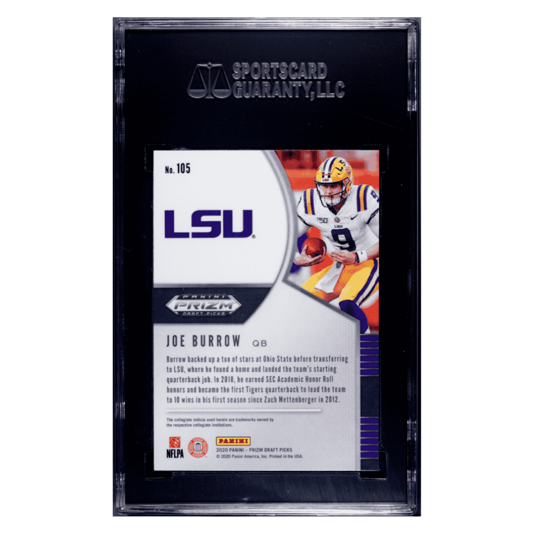Joe Burrow SGC 10 2020 Panini Prizm Draft Picks Rookie RC Card #105