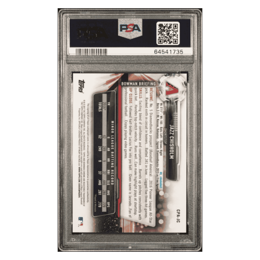 Jazz Chisholm PSA 10 2017 Topps Bowman Chrome Prospect Autographs Card #JC