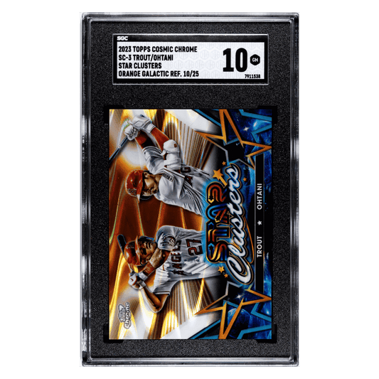 Shohei Ohtani & Mike Trout SGC 10 2023 Topps Cosmic Chrome Star Clusters Orange Galactic Refractor #d/ 25 Card #SC-3