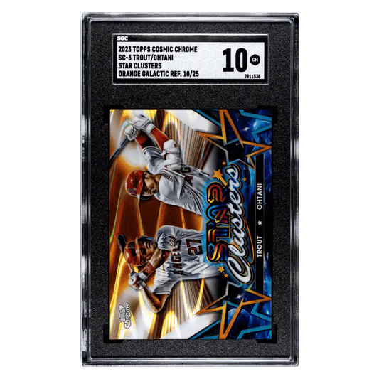 Shohei Ohtani & Mike Trout SGC 10 2023 Topps Cosmic Chrome Star Clusters Orange Galactic Refractor #d/ 25 Card #SC-3