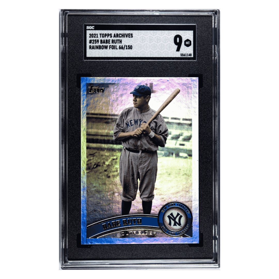 Babe Ruth SGC 9 2021 Topps Archives Rainbow Foil #d/ 150 Card #259