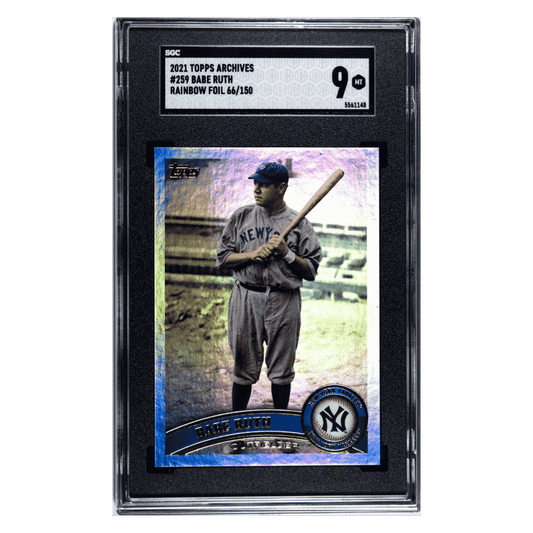 Babe Ruth SGC 9 2021 Topps Archives Rainbow Foil #d/ 150 Card #259