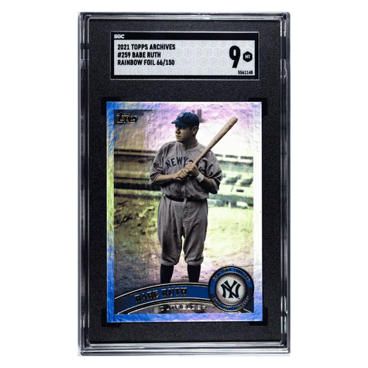 Babe Ruth SGC 9 2021 Topps Archives Rainbow Foil #d/ 150 Card #259