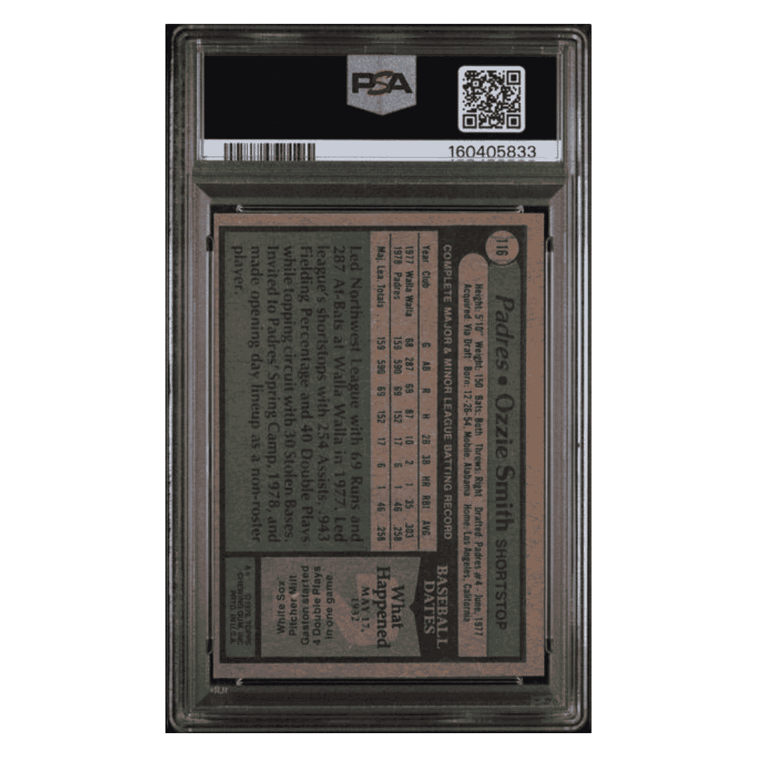 Ozzie Smith PSA 8 1979 Topps Rookie RC Card #116
