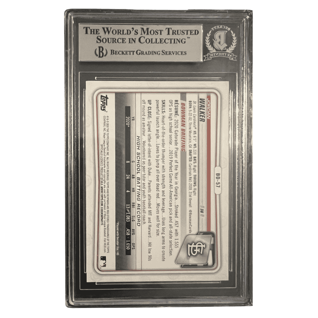 Jordan Walker 2020 Bowman Draft Autograph Rookie RC Card #BD-57