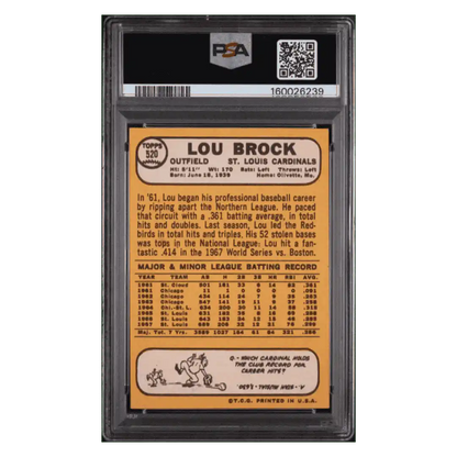 Lou Brock PSA 3 1968 Topps Card #520