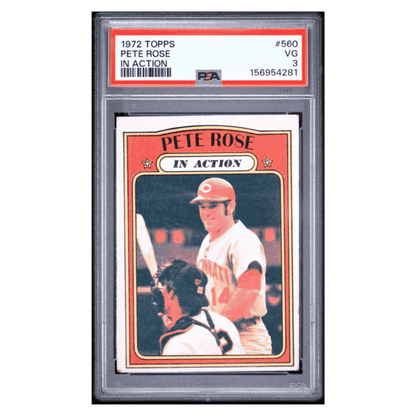 Pete Rose PSA 3 1972 Topps In Action Card #560