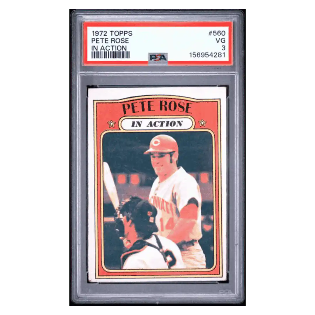 Pete Rose PSA 3 1972 Topps In Action Card #560