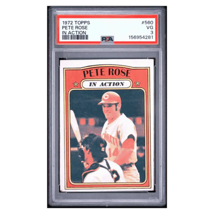 Pete Rose PSA 3 1972 Topps In Action Card #560
