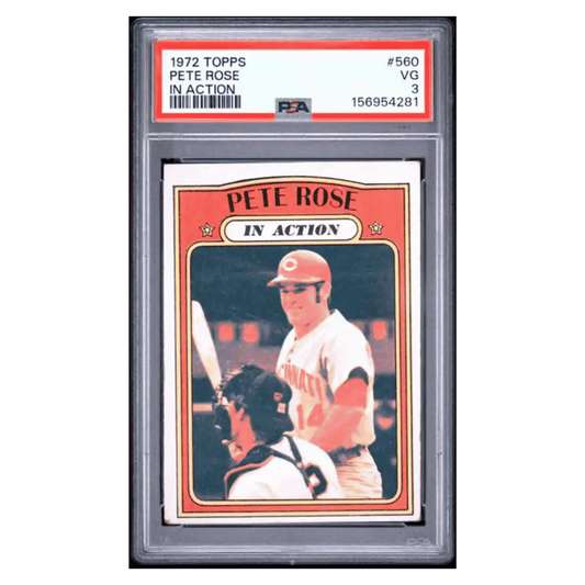 Pete Rose PSA 3 1972 Topps In Action Card #560