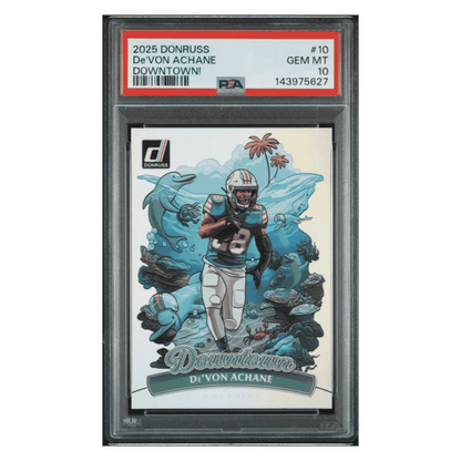 De'Von Achane PSA 10 2025 Panini Donruss Downtown! Card #10