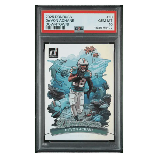 De'Von Achane PSA 10 2025 Panini Donruss Downtown! Card #10