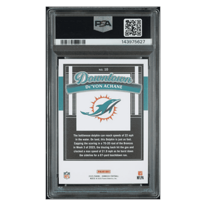De'Von Achane PSA 10 2025 Panini Donruss Downtown! Card #10