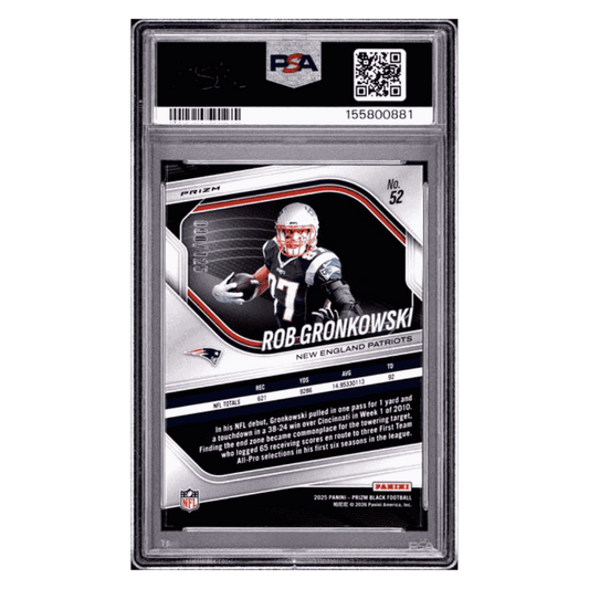 Rob Gronkowski PSA 9 2025 Panini Prizm Black Blue Ice #d/ 125 Card #52