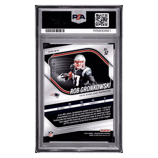 Rob Gronkowski PSA 9 2025 Panini Prizm Black Blue Ice #d/ 125 Card #52