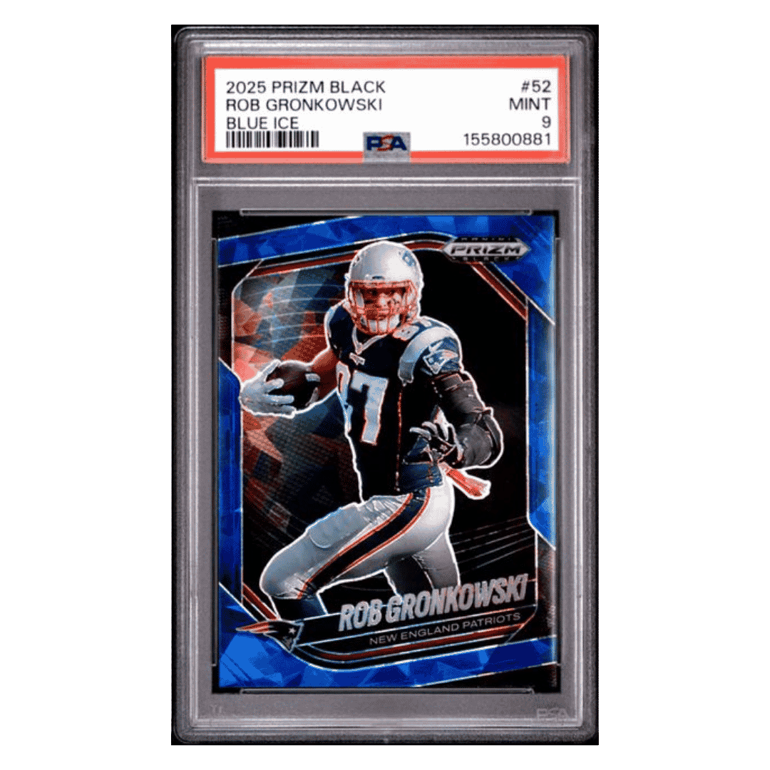 Rob Gronkowski PSA 9 2025 Panini Prizm Black Blue Ice #d/ 125 Card #52