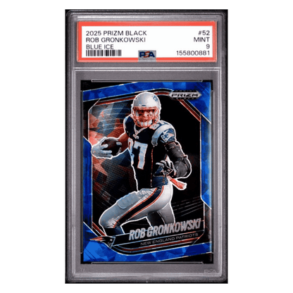 Rob Gronkowski PSA 9 2025 Panini Prizm Black Blue Ice #d/ 125 Card #52
