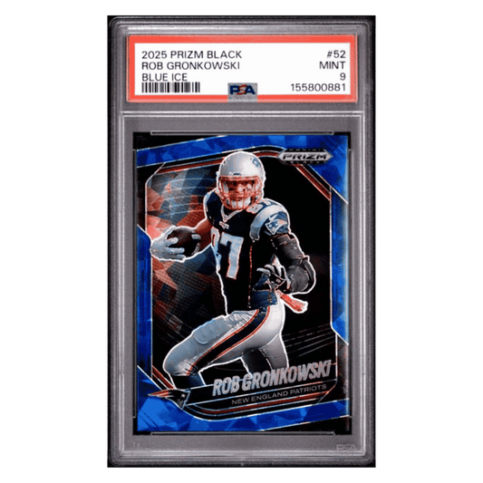 Rob Gronkowski PSA 9 2025 Panini Prizm Black Blue Ice #d/ 125 Card #52