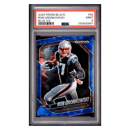 Rob Gronkowski PSA 9 2025 Panini Prizm Black Blue Ice #d/ 125 Card #52