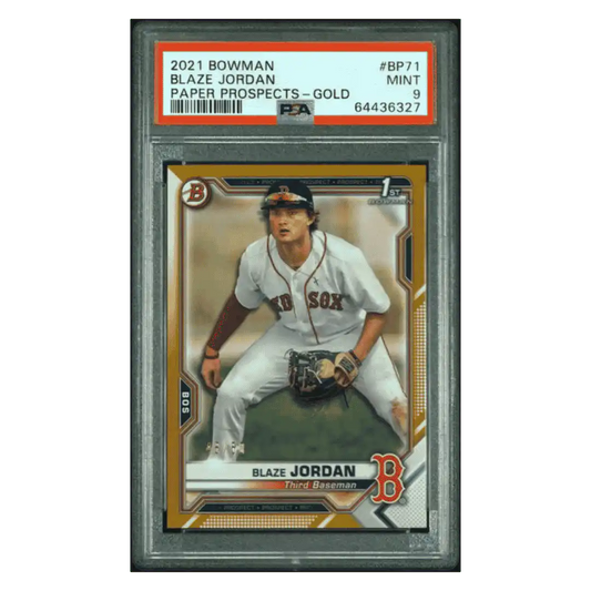 Blaze Jordan PSA 9 2021 Bowman Paper Prospects Gold #d/ 50 Card #BP71
