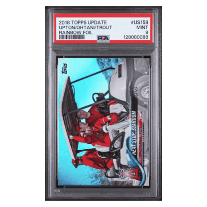 Upton/ Ohtani/ Trout PSA 9 2018 Topps Update Rainbow Foil Card #US158