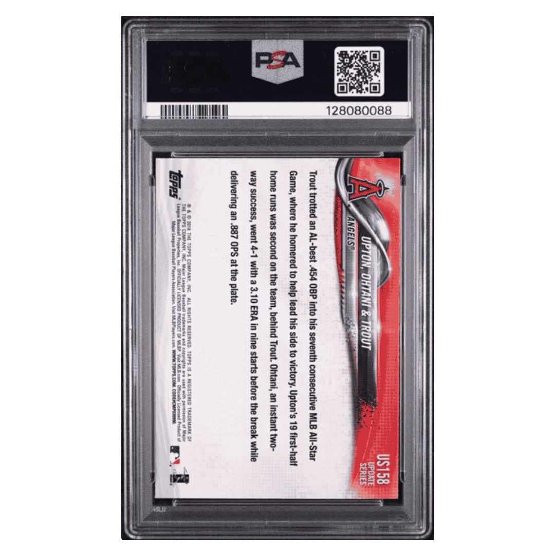 Upton/ Ohtani/ Trout PSA 9 2018 Topps Update Rainbow Foil Card #US158