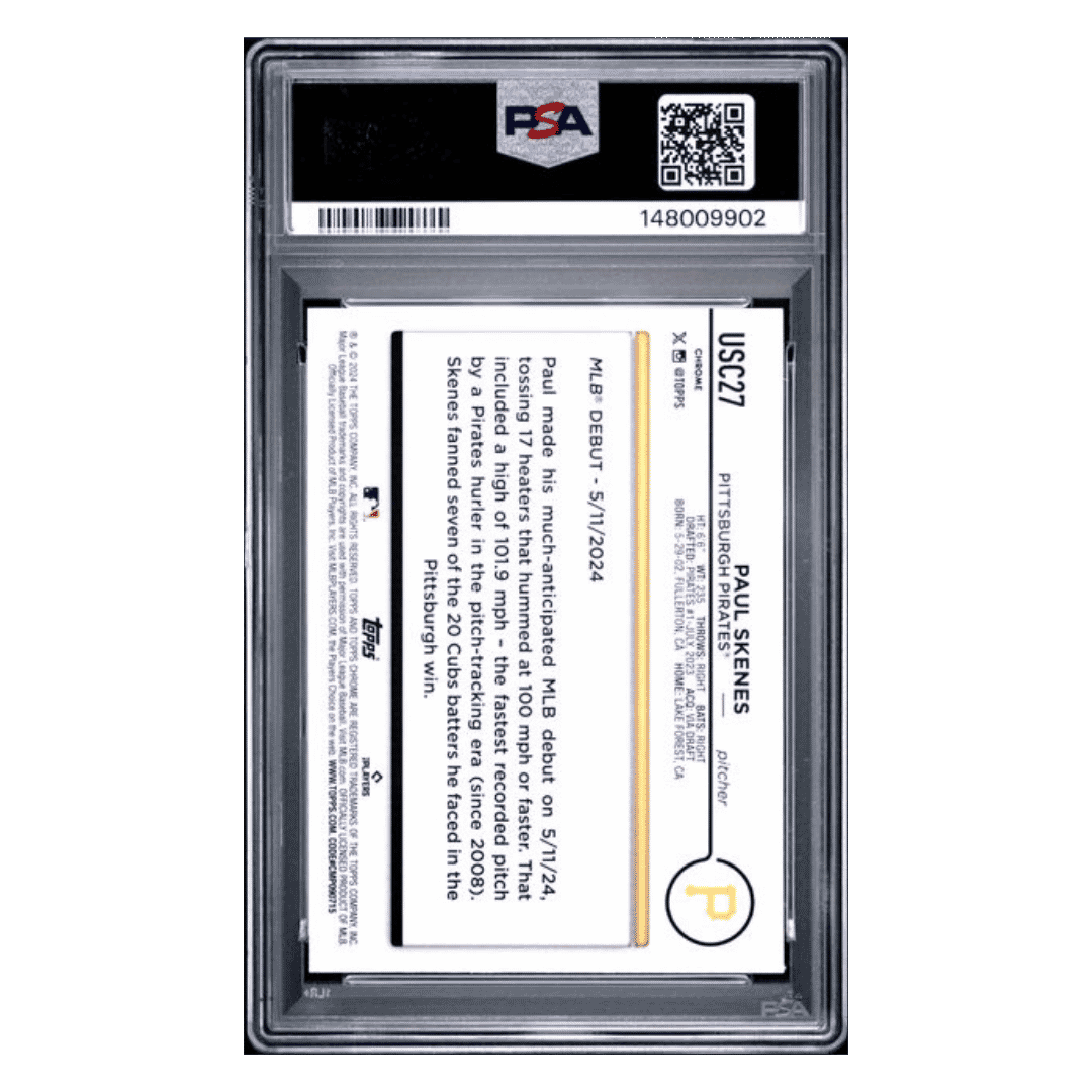 Paul Skenes PSA 10 2024 Topps Chrome Update X-Fractor Card #USC27