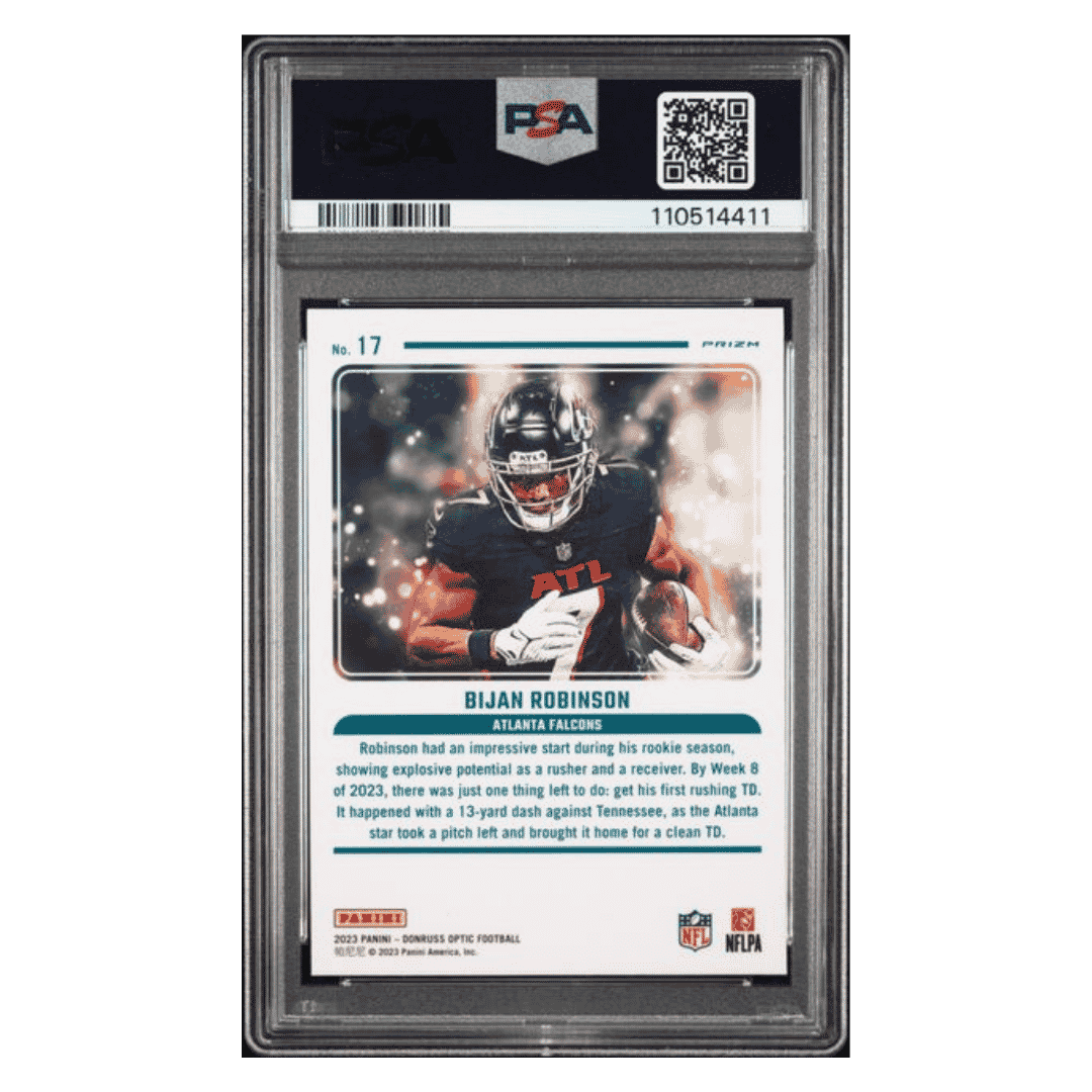 Bijan Robinson PSA 9 2023 Panini Donruss Optic Mythical Rookie RC Case Hit Card #17