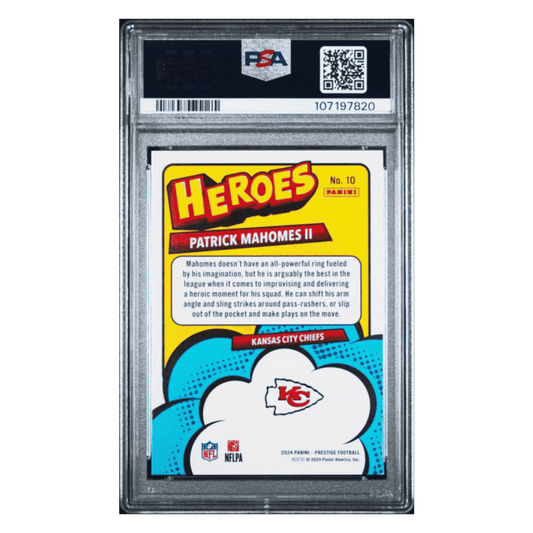 Patrick Mahomes PSA 8 2024 Panini Prestige Heroes Card #10