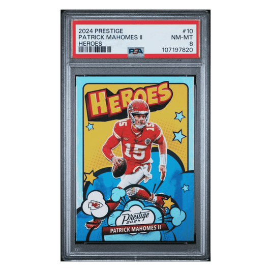 Patrick Mahomes PSA 8 2024 Panini Prestige Heroes Card #10