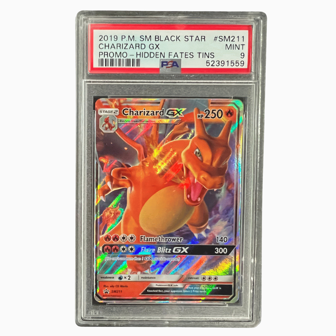 Charizard GX PSA 9 2019 Pokemon Sun & Moon Black Star Promo - Hidden Fates Tins Card #SM211