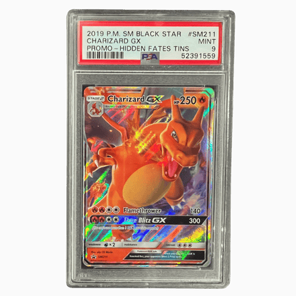 Charizard GX PSA 9 2019 Pokemon Sun & Moon Black Star Promo - Hidden Fates Tins Card #SM211