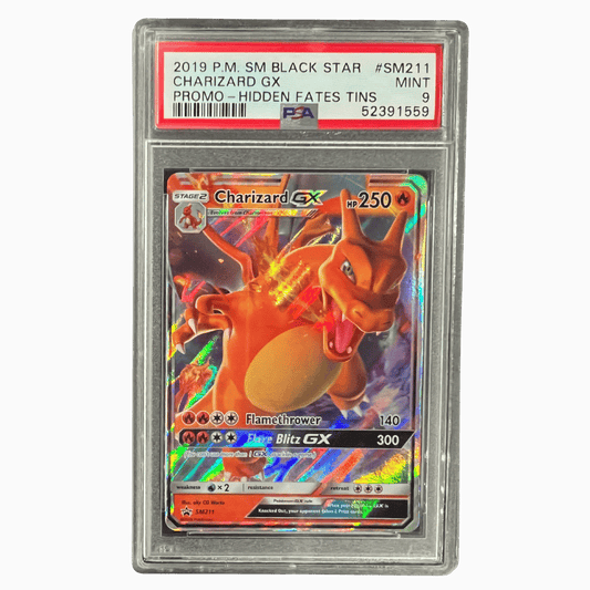 Charizard GX PSA 9 2019 Pokemon Sun & Moon Black Star Promo - Hidden Fates Tins Card #SM211