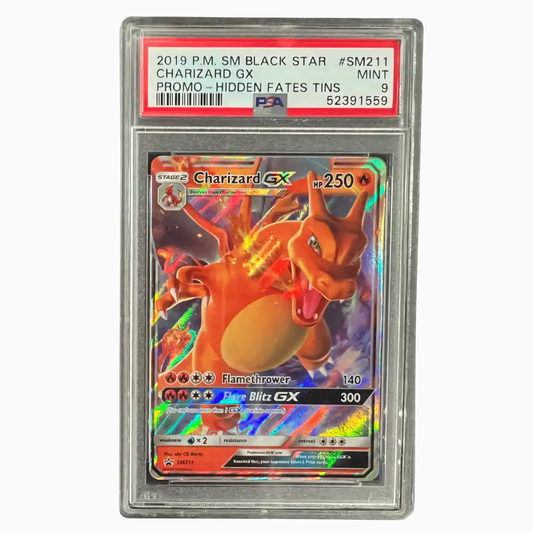 Charizard GX PSA 9 2019 Pokemon Sun & Moon Black Star Promo - Hidden Fates Tins Card #SM211
