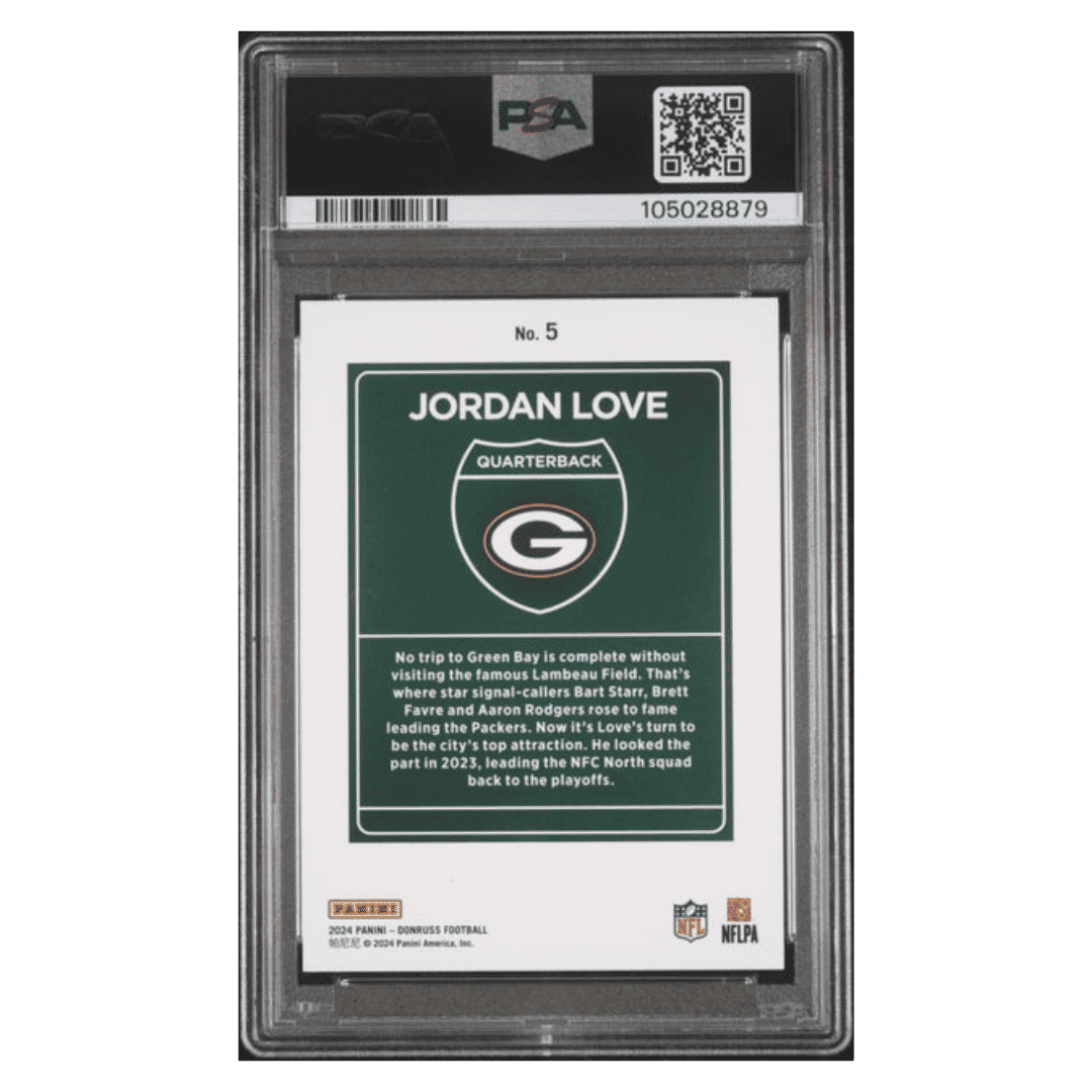 Jordan Love PSA 10 2024 Panini Donruss Downtown! Card #5