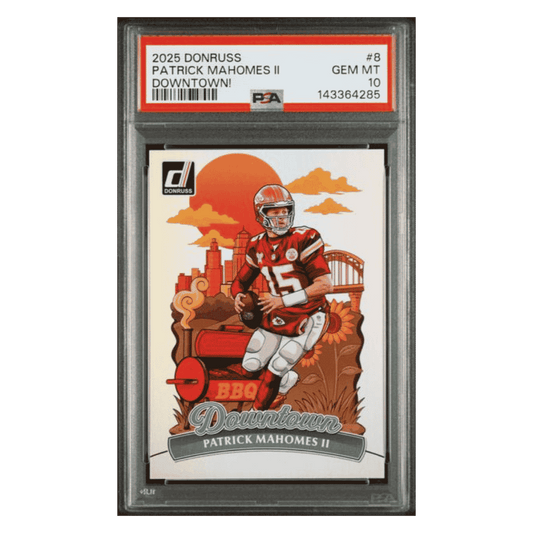 Patrick Mahomes PSA 10 2025 Panini Donruss Downtown! Card #8