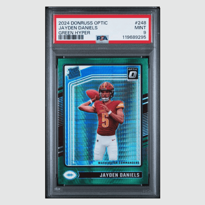 Jayden Daniels PSA 9 2024 Panini Donruss Optic Green Hyper Rated Rookie Card #248